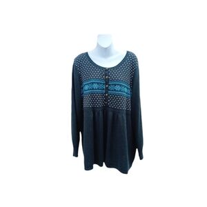Denim 24/7 Fair Isle Sweater Black Size 2X